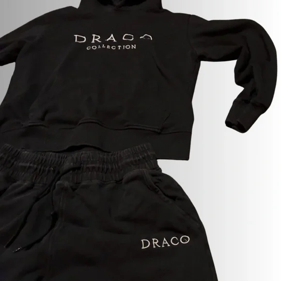 Draco Collection Black Sweatsuit Set - Hoodie & Joggers - Size Medium - EUC - Picture 3 of 6